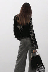 Long Sleeve Embroidered Velvet Jacket