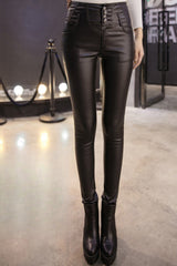 Thermal PU Coated Fleece Lined Plus Size Tapered Leggings