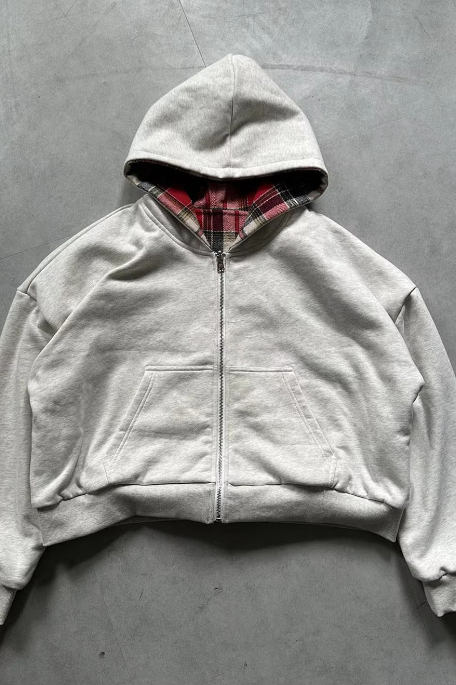 Reversible Checkered Patchwork Heavyweight Hoodie