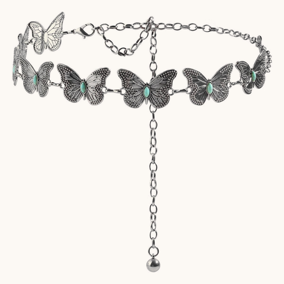 Turquoise Butterfly Metal Waist Chain Secondary image