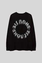 Distressed Cross Typography Graphic Oversized Sweatshirt