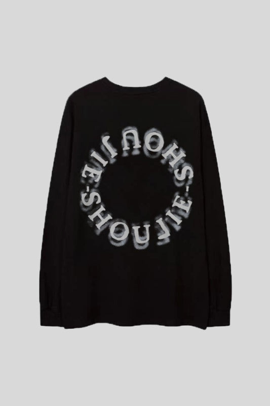 Distressed Cross Typography Graphic Oversized Sweatshirt