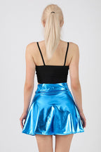 High Waist Solid Color Glossy Performance Skirt