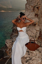 Sexy Hollow Strapless Maxi Vacation Dress