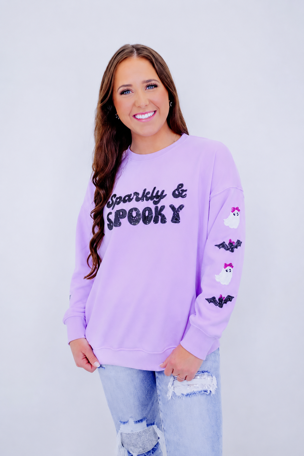 Sequin Skeleton Crew Neck Sweatshirt