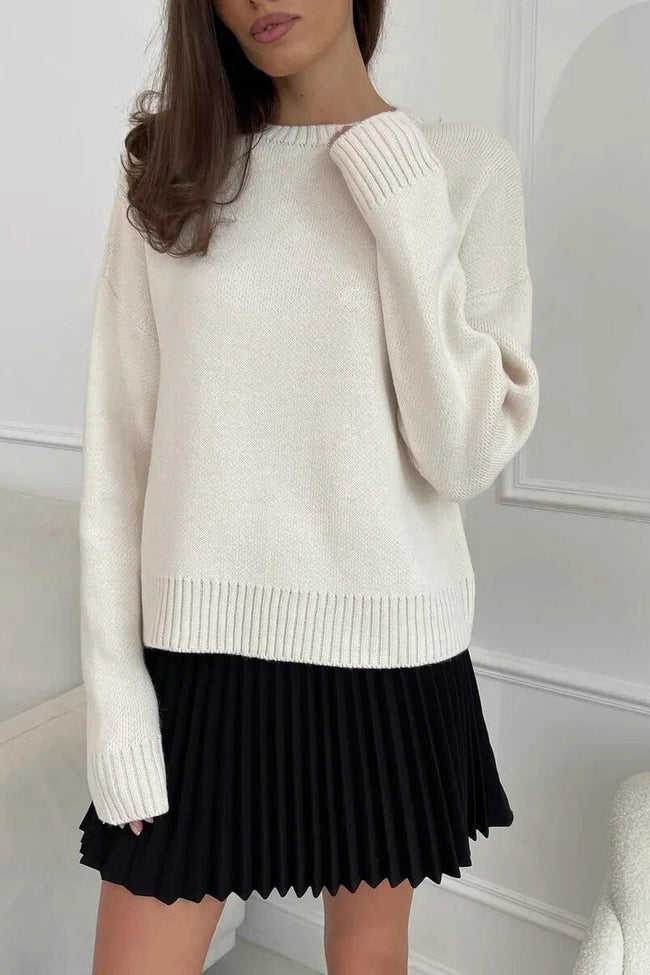 Loose Basic Knit Pullover Sweater White / M Main image