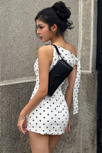 Polka Dot Asymmetrical Slim Fit Mini Dress