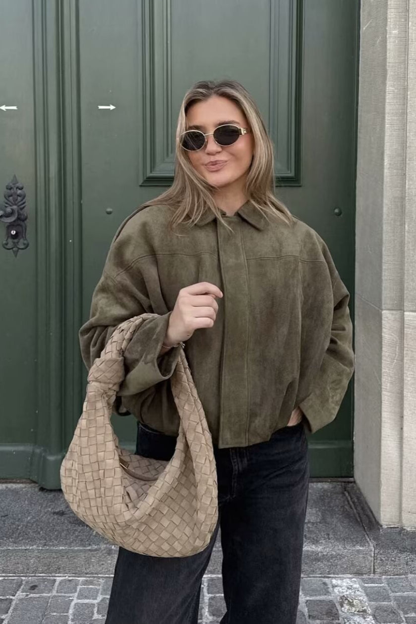 Sueded Texture Bomber Jacket Secondary image