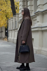 Relaxed Fit Wool Lapel Long Overcoat