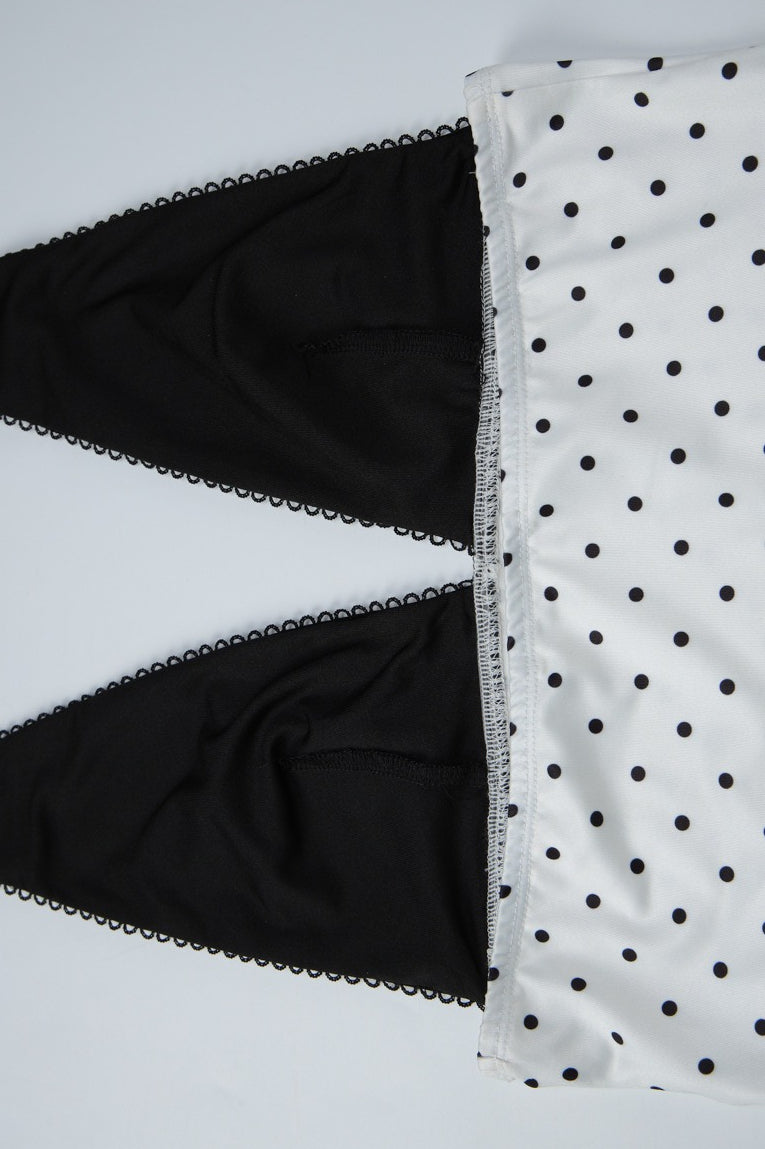 Color Block Polka Dot V Neck Tie Halter Top