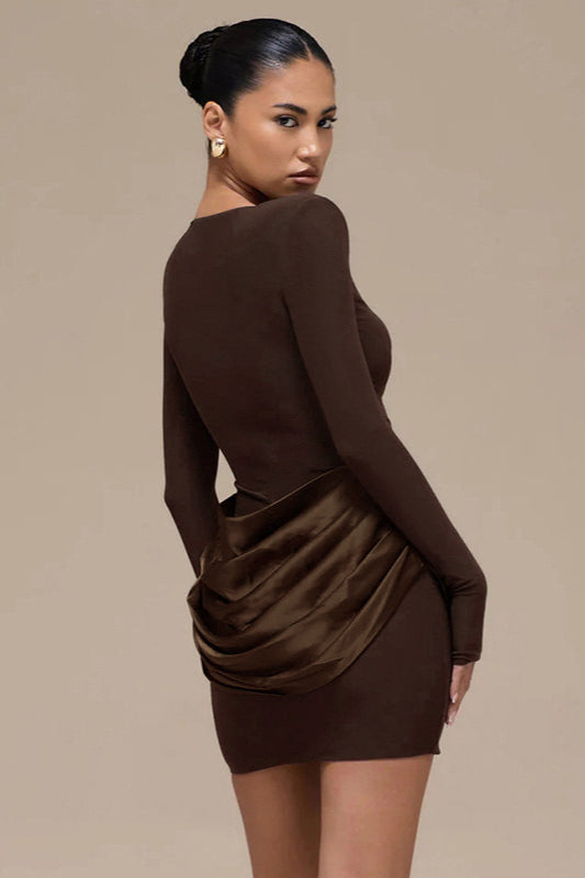 Solid Color Ruched Bodycon Dress Secondary image