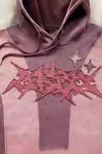 Star Embroidered Contrast Panel Hoodie