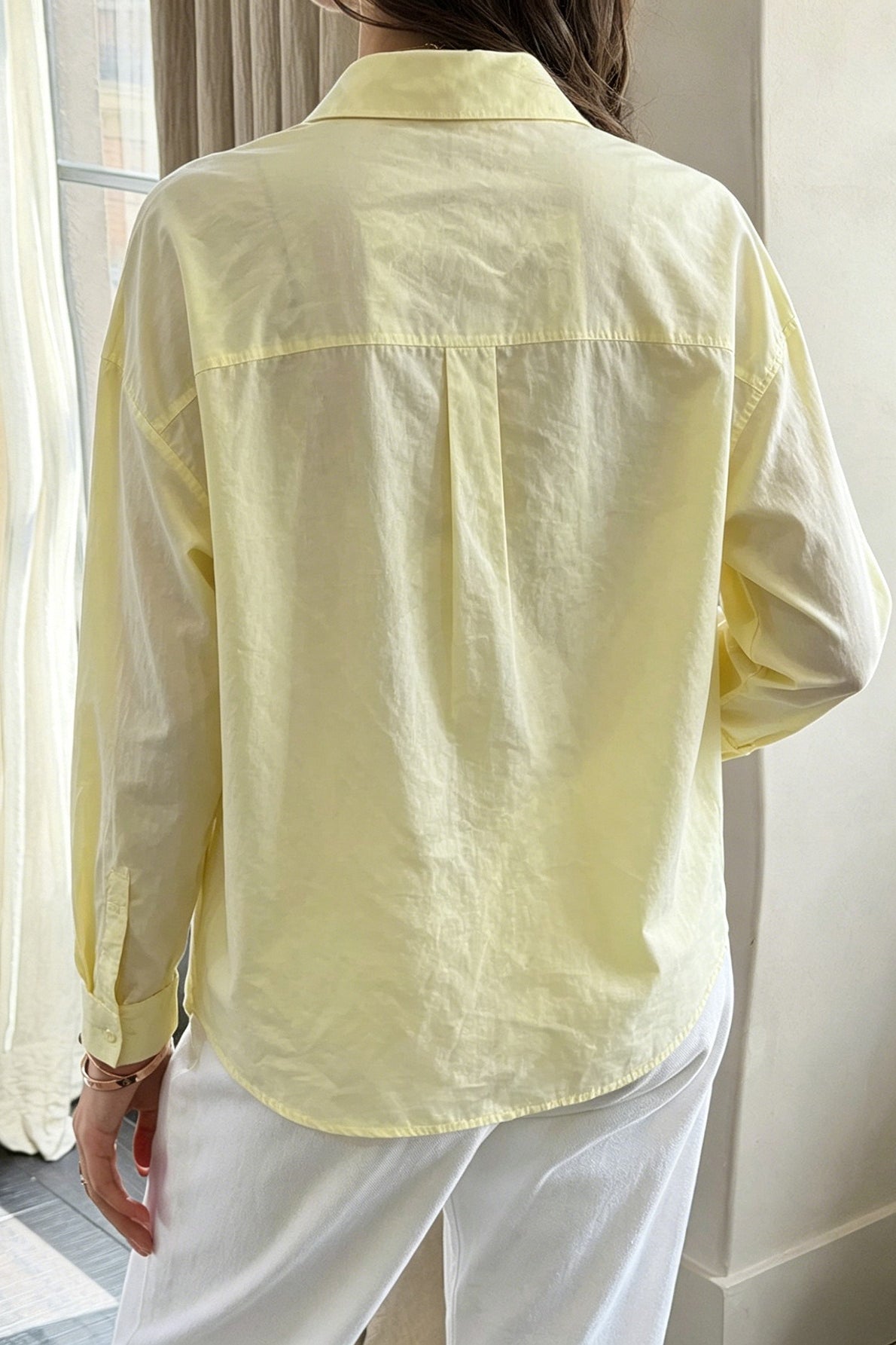 Yellow Relaxed Basic Button Down Blouse Secondary image