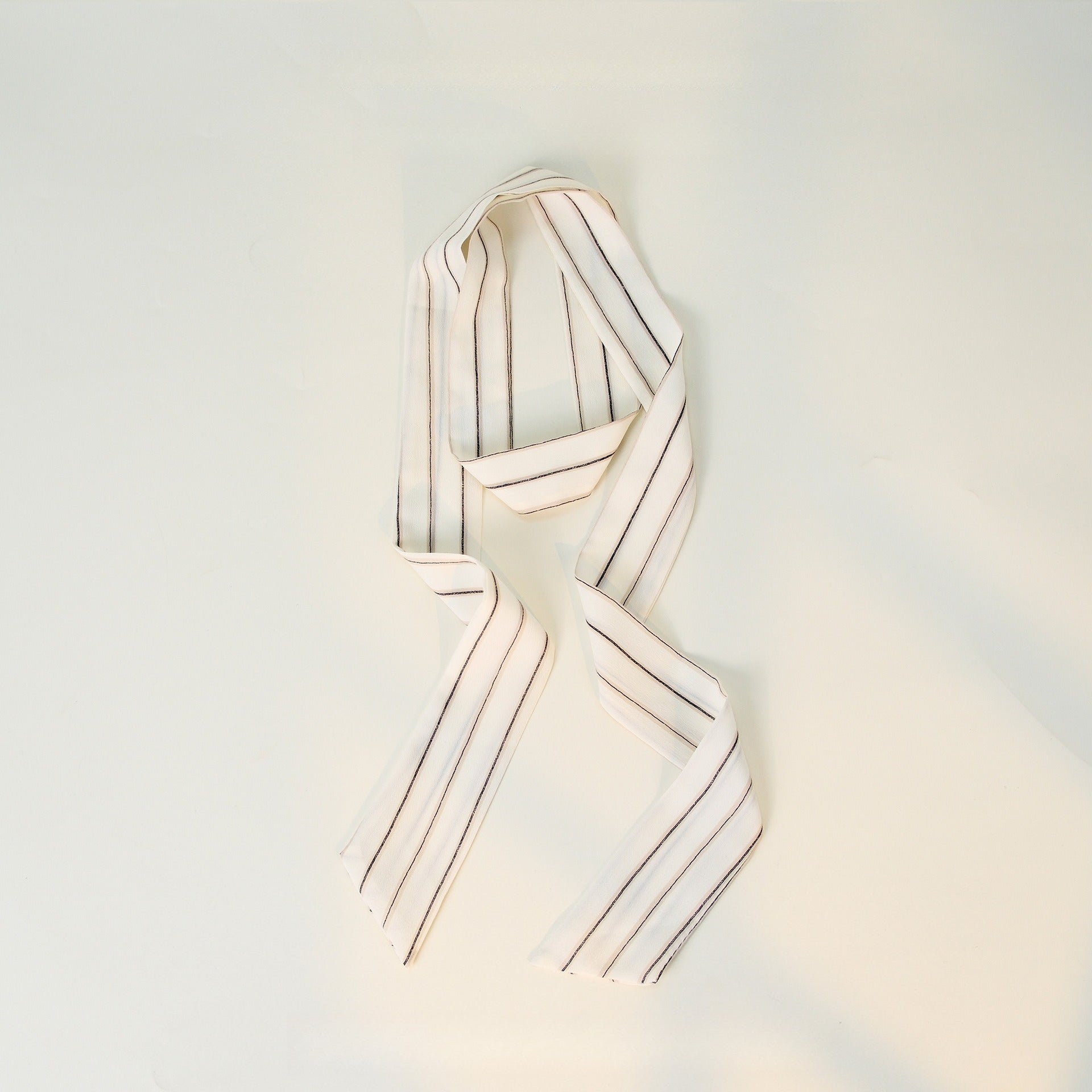 Elegant Striped Long Skinny Neck Ribbon Scarf Secondary image