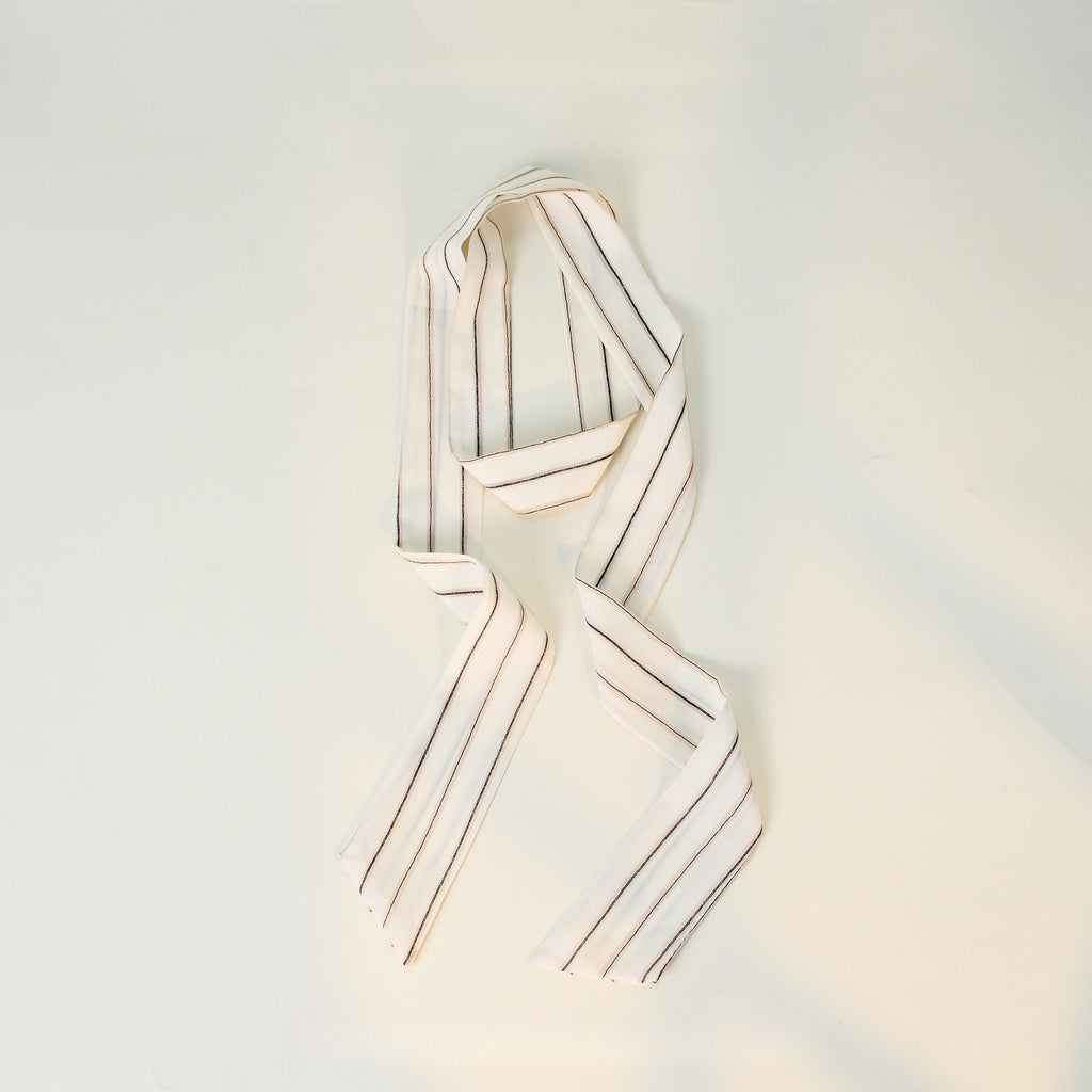 Elegant Striped Long Skinny Neck Ribbon Scarf