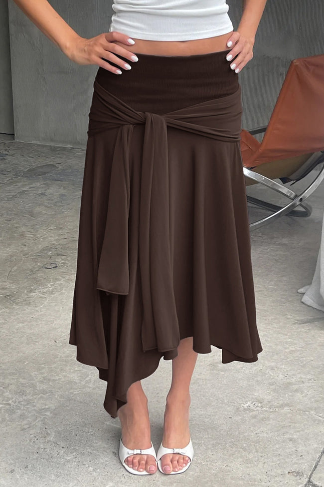 High Waist Tie Detail Asymmetric Skirt Main image