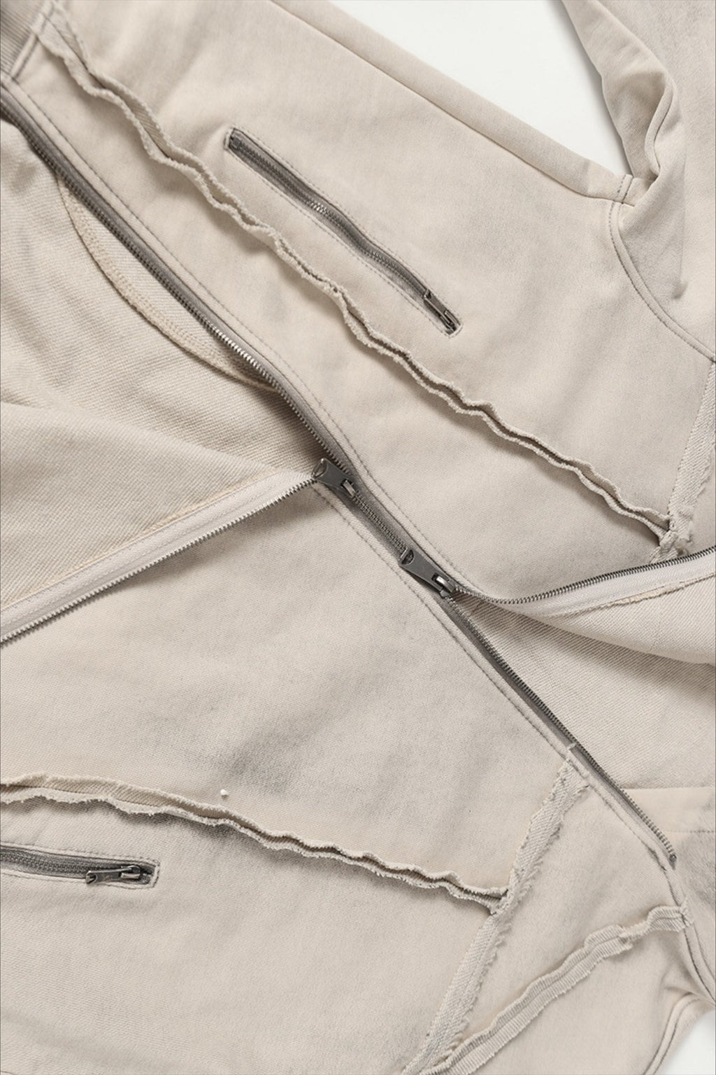 Deconstructed Seam Zip Pocket Pullover Hoodie