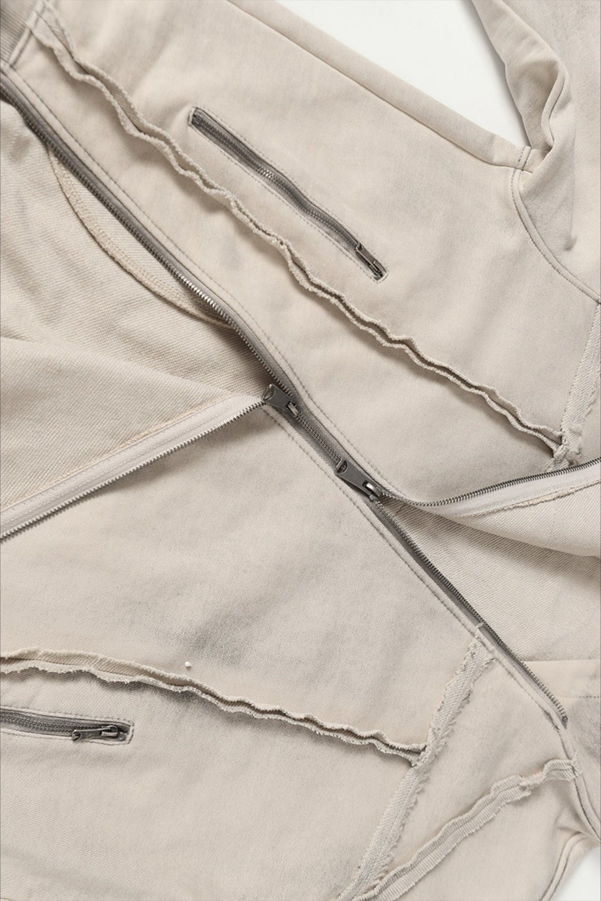 Deconstructed Seam Zip Pocket Pullover Hoodie