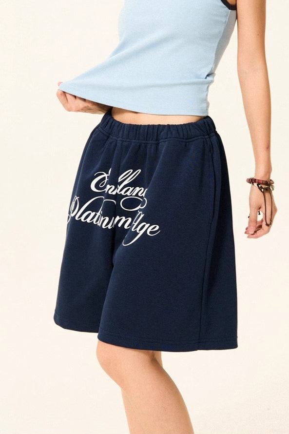 Letter Print Loose Fit Casual Shorts Secondary image