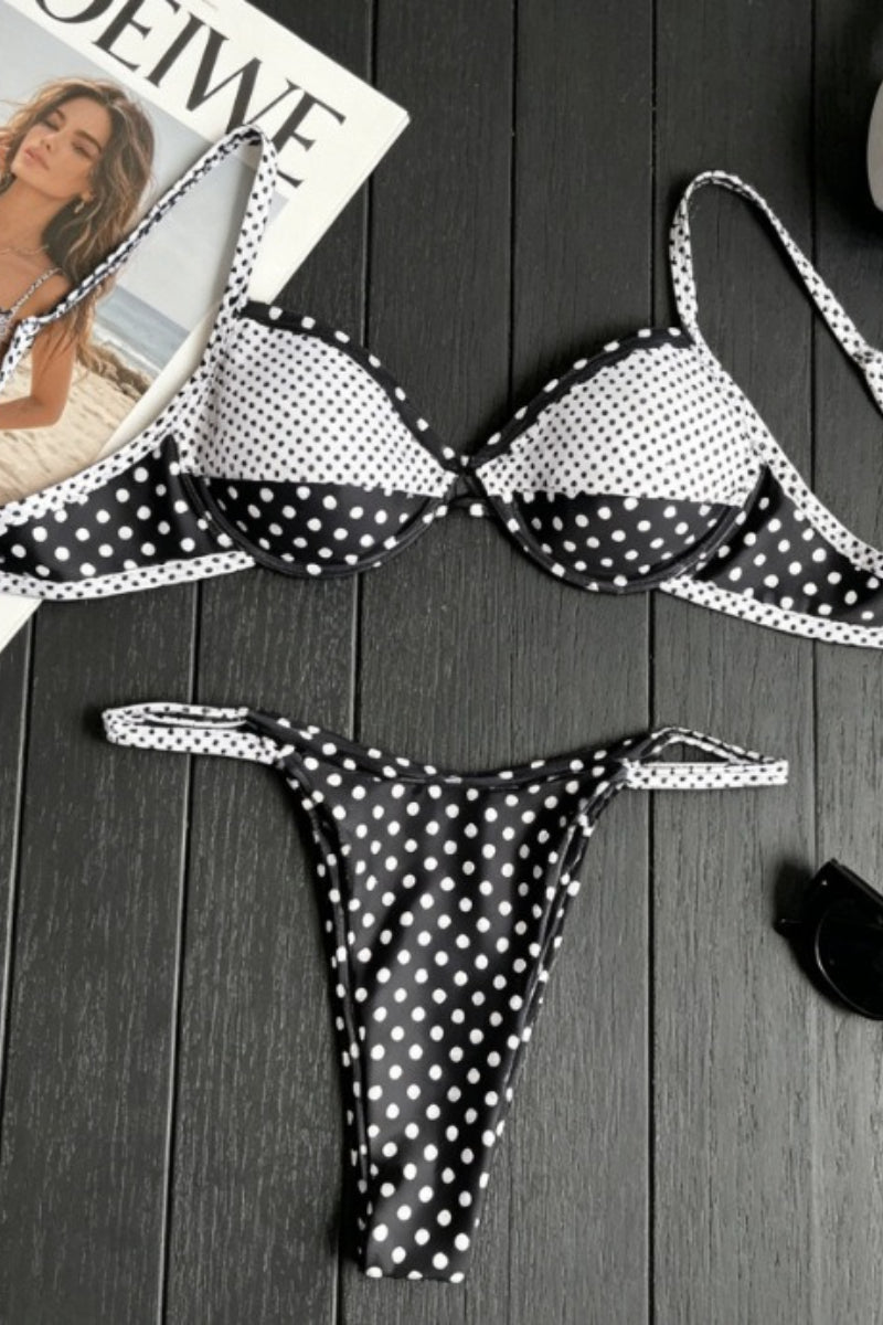 Chic Polka Dot Low Waist Bikini Set