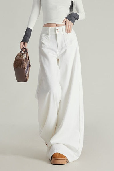 Wide Leg Flare High Waist Fleece Lined Jeans Secondary image