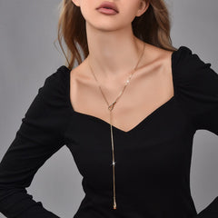 Long Teardrop Pendant Slide Chain Lariat Necklace