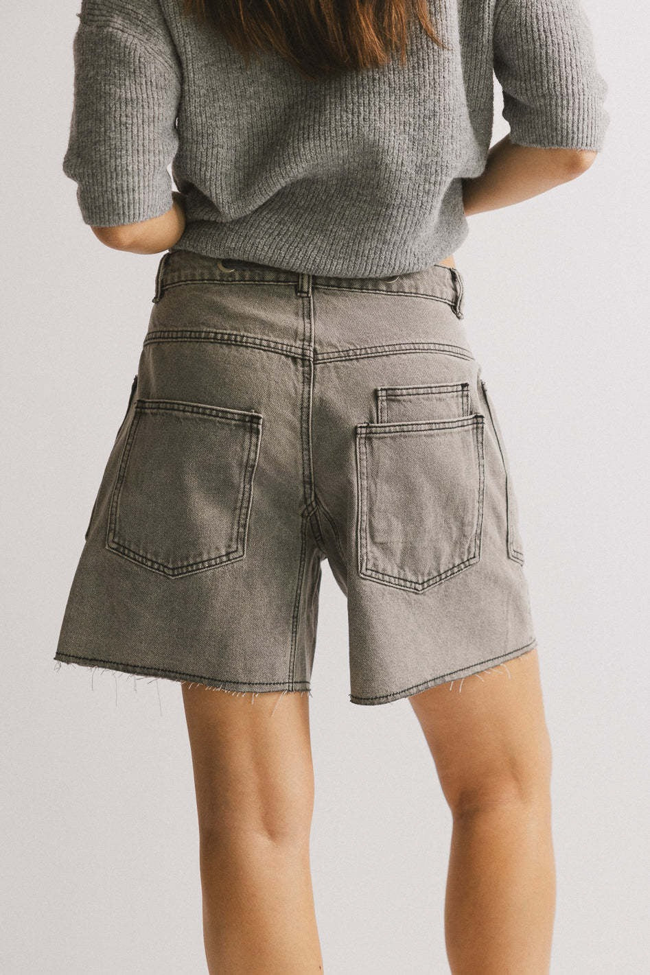 Vintage Washed Loose Fit Denim Drawstring Shorts