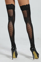 Back Lace Up Black Lace Thigh-High Stockings