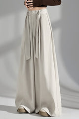 Wrinkle Resistant Denim Cotton Wide Leg Pants