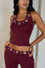 Halter Cut Out Top Slim Fit Straight Leg Pants Set