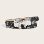Denim Butterfly Buckle Beaded Statement Belt