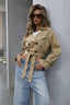 Casual Double Button Short Jacket Khaki / S