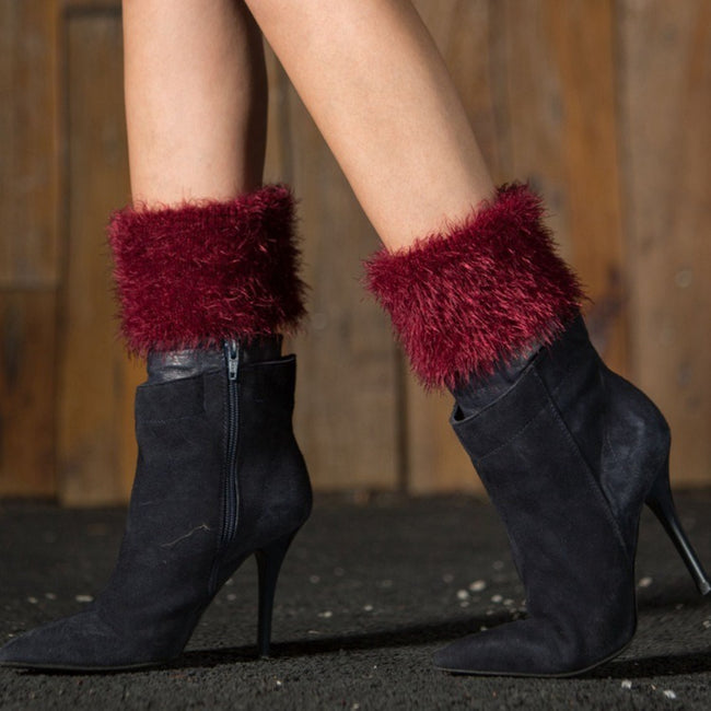 Short Feather Yarn Foldover Boot Cuffs Main image