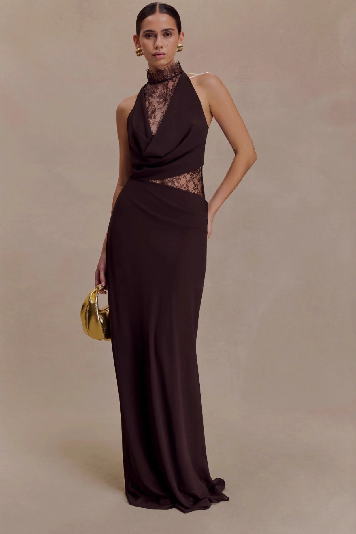 Halter Lace Cowl Bodycon Dress Secondary image