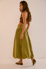 Pocket Smocked Elastic Waist Lantern Skirt