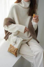 Minimalist Turtleneck Solid Color Loose Fit Knit Sweater