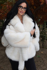 Solid Color Cropped Fur Coat White / S coats