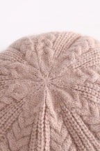 Fleece Lined Cable Knit Beret Hat