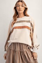 Striped Graphic Crew Neck Sweatshirt