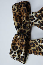 Leopard Print Hollow Out Backless Tie Halter Top