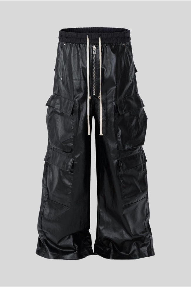 Coated Layered Pocket Flared Cargo Pants Main image