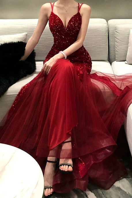 Sexy Sequin Spaghetti Strap Evening Prom Dress Secondary image