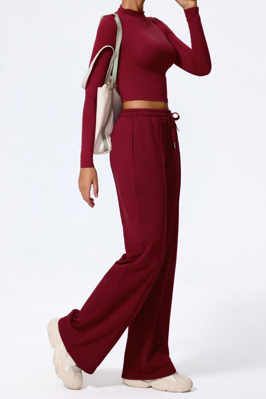 Relaxed Straight Leg  High Waist Knit Pants