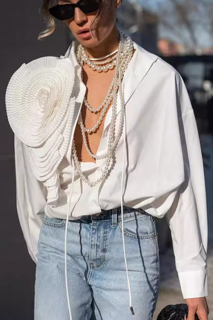 3D Floral Long Sleeve Blouse Main image
