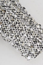 Solid Crew Neck Sequin Tweed Jacket