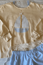 Sailboat Patchwork Off Shoulder Sweatshirt
