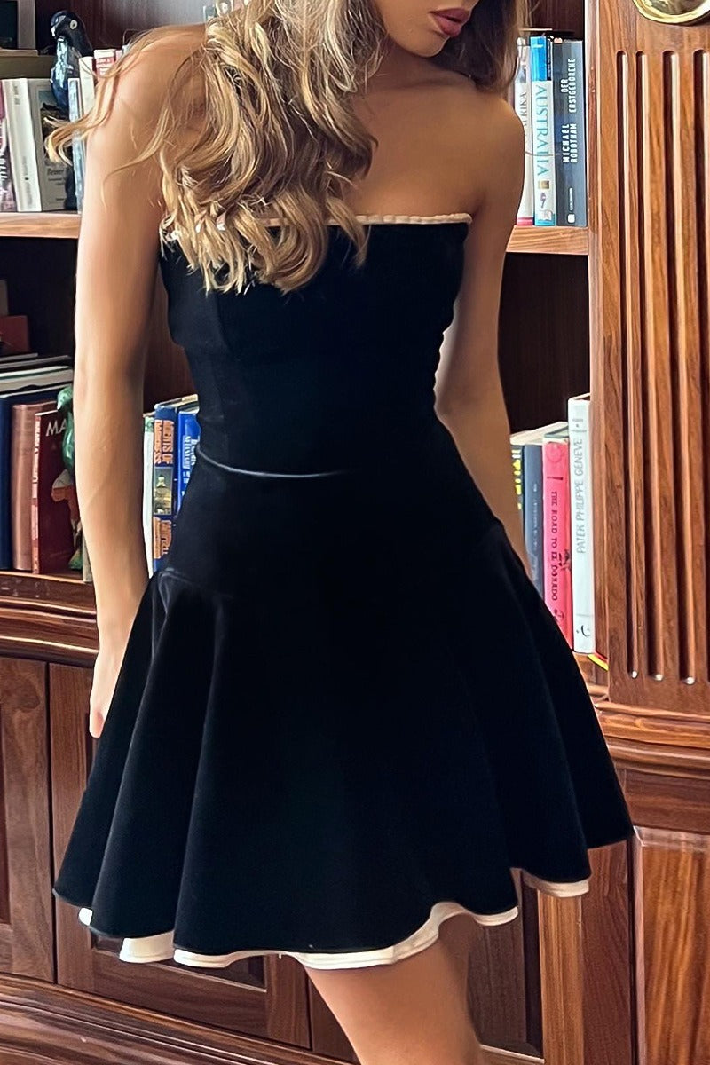 Velvet Bustier A-line Cocktail Dress