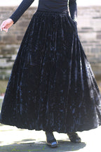 Vintage Velvet Tie Dye Swing Midi Skirt