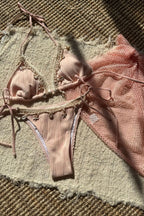 Starfish Fringe Mesh Mini Skirt Three Piece Swim Set