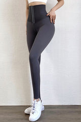 Double Button High-Rise Tummy Control Leggings